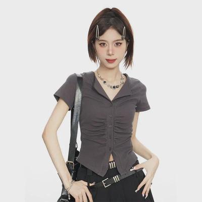 Футболка Chic Slim Fit с коротким рукавом и V-образным вырезом: Модный стиль горячей девушки