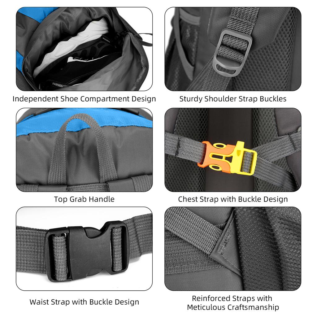 Походный рюкзак, дорожный рюкзак 50 л с несколькими отделениями, водонепроницаемый рюкзак для мужчин и