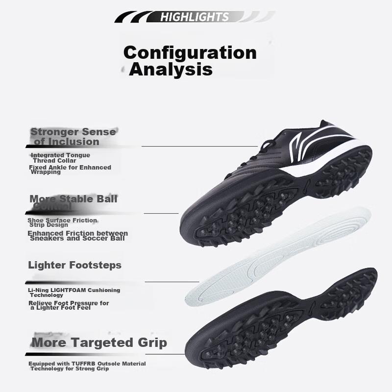 Li-Ning Soccer Shoes TF Turf Cleats, Professional Training Shoes, Non-Slip Wear-Resistant Studs