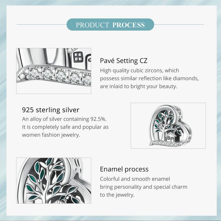 WOSTU Стерлингового серебра 925 пробы, подвески в виде семейного древа, бусины для женщин, девочек, браслет и браслет, ювелирные изделия своими руками