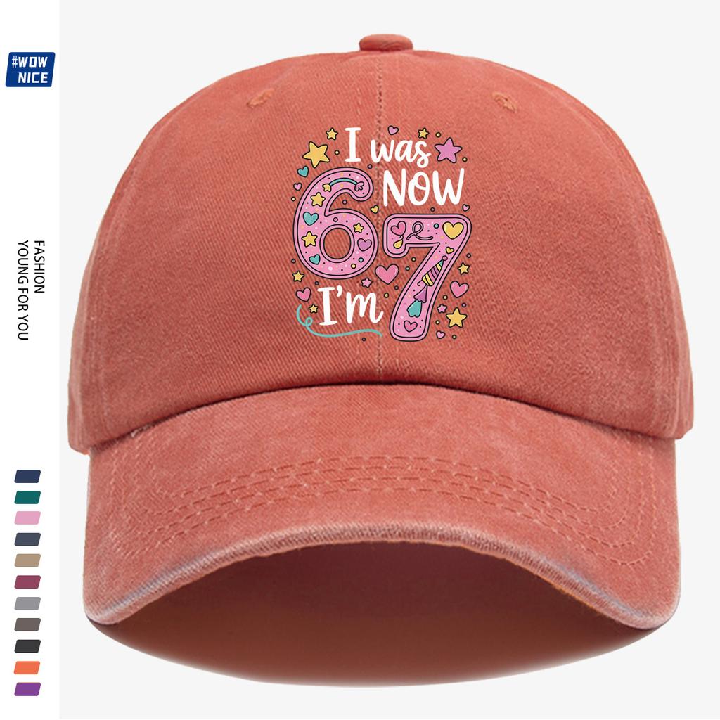 pc Pink Color Painted Number cm Baseball Cap I Was Now IM cm Text Stars Hearts Rainbow Decoration Graduati