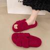 Korean version of trendy brand Mao Mao slippers shoes for women's outer wear 2024 autumn and winter new thick-soled open-toed versatile warm h