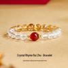 S925 Sterling Silver White Crystal, Red Agate & Yellow Phantom Quartz Women's Bracelet - Attract Love & Elegance