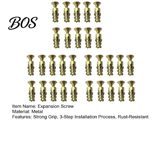 Brick Wall Expansion Screw 30 Sets 6x14mm Short Set, Heavy-Duty Metal Thread Restoration Countersunk Head Strong Grip for Cabinet Hinge Repair