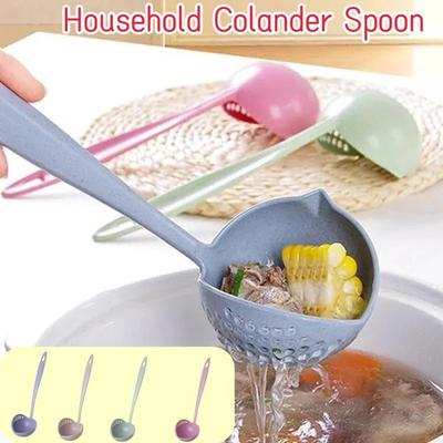 5 шт. дуршлаг бытовой пшеничной соломы кухонный пластиковый дуршлаг высокая термостойкость суповая ложка бытовая длинная ручка горячая кастрюля ложка