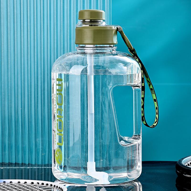 Water bottle Large capacity Internet celebrity straw big belly cup, sports kettle ton barrel, student portable plastic space cup