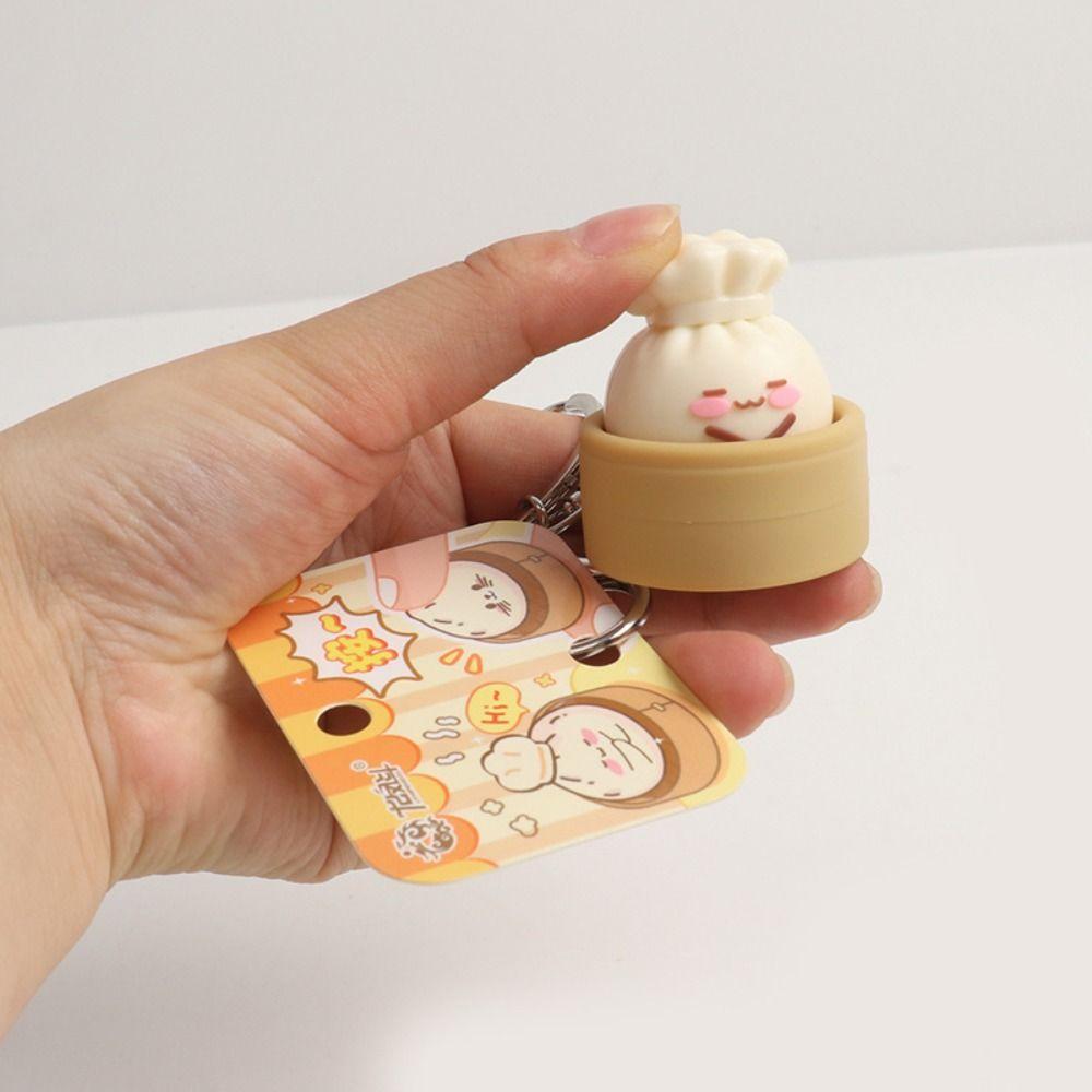 Sensory Steamed Bun Keychain Pendant Keyboard Fidget Toy Backpack Charm Clicker Keychain Kids Toy