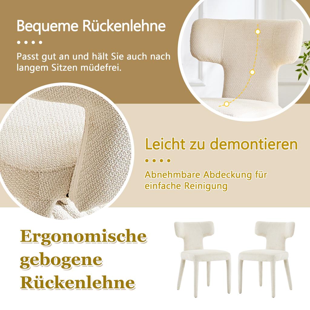Set of 2 Modern Dining Chairs with T-shaped Backrest, Upholstered Fabric Seats, Sturdy 4-Leg Metal Frame, for Living Room Kitchen Dining Room