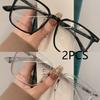 2Pcs Transparent Square Computer Glasses Frame Women Men Anti Blue Light Round Eyewear Blocking Optical Spectacle Eyeglasses
