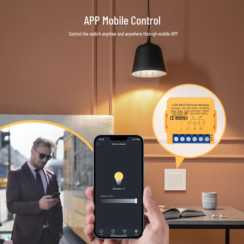 Tuya Умный WiFi/ZigBee Модуль Диммера - 1/2 Клавиши Встраиваемый Модуль Управления Освещением
