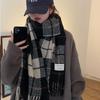 Шарф из мохера в клетку в корейском стиле - Женская зимняя шаль из имитации кашемира