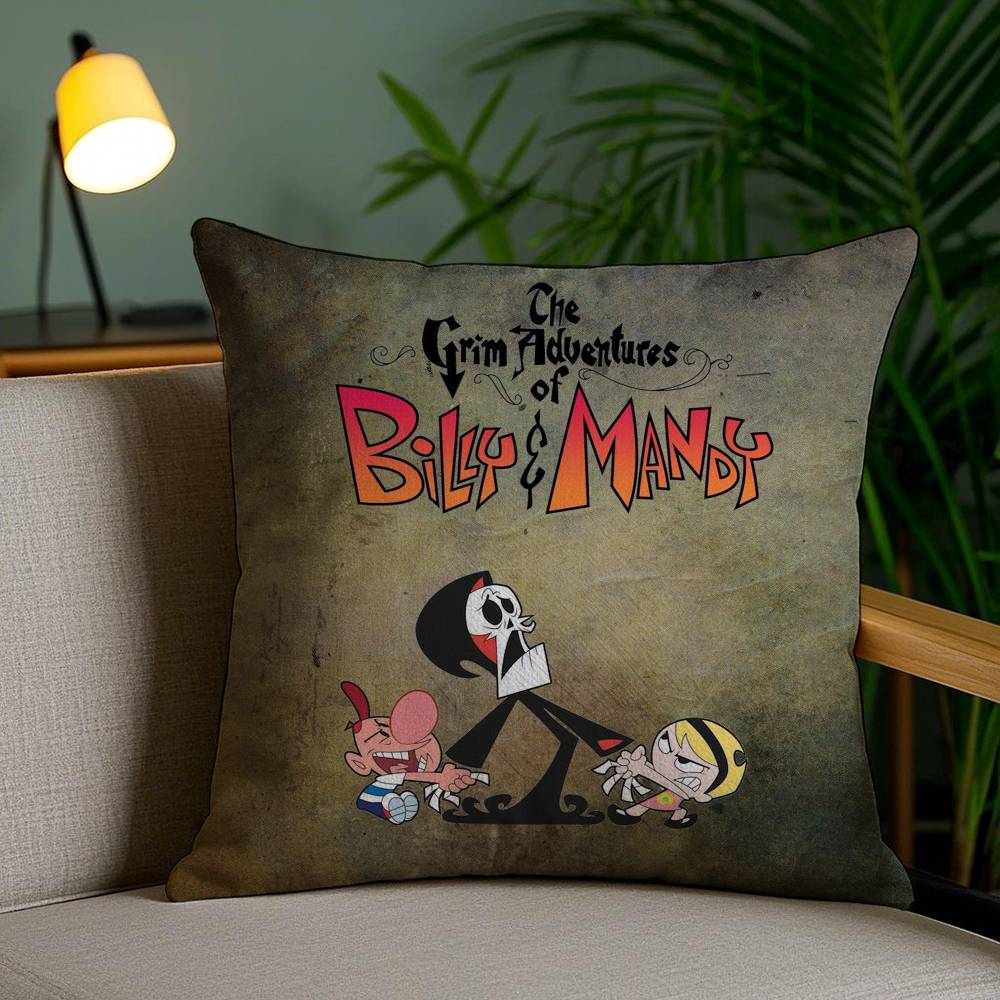 B-Billy & Mandy'sAdventure Pillow Case Home Dorm Chair Back Short Plush Double-sided Printing Office Nap Time Cushion Cover