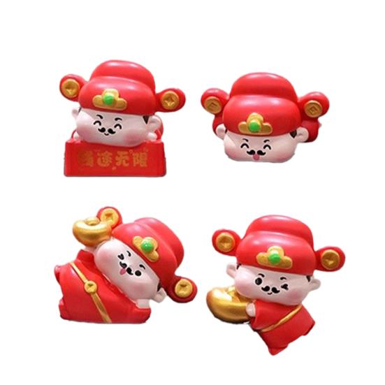 4Pcs Cartoon Figurine Computer Monitor Decoration Fruit Cat Extinguisher Giraffe God of Wealth Statue Resin Sculpture Car Dashboard Ornament