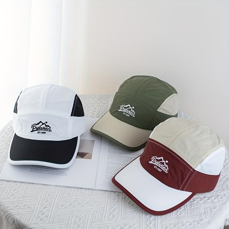 Summer Quick-dry 5-panel Baseball Cap - Korean Color-block Breathable Thin Sunshade Hat for Men Women Outdoor Activities