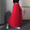 Женская шифоновая плиссированная миди-юбка с высокой талией - Красная А-силуэта для лета