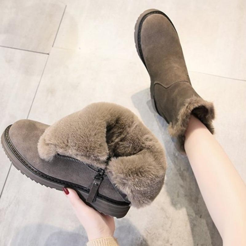 European and American Minimalist Short Boots 2023 Winter New Product Plush Warm Snow Boots Women's Flat Bottomed Short Boots
