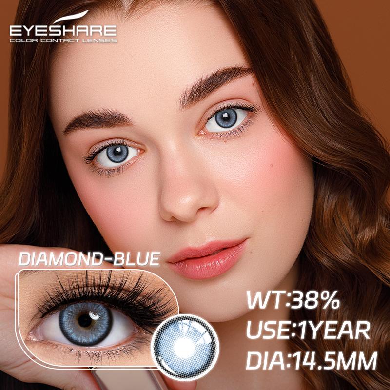 Eyeshare Мягкие цветные контактные линзы серии DIAMOND-BLUE для глаз, ежегодные, синие, зеленые, коричневые, серые, для красоты, для учеников, косметика
