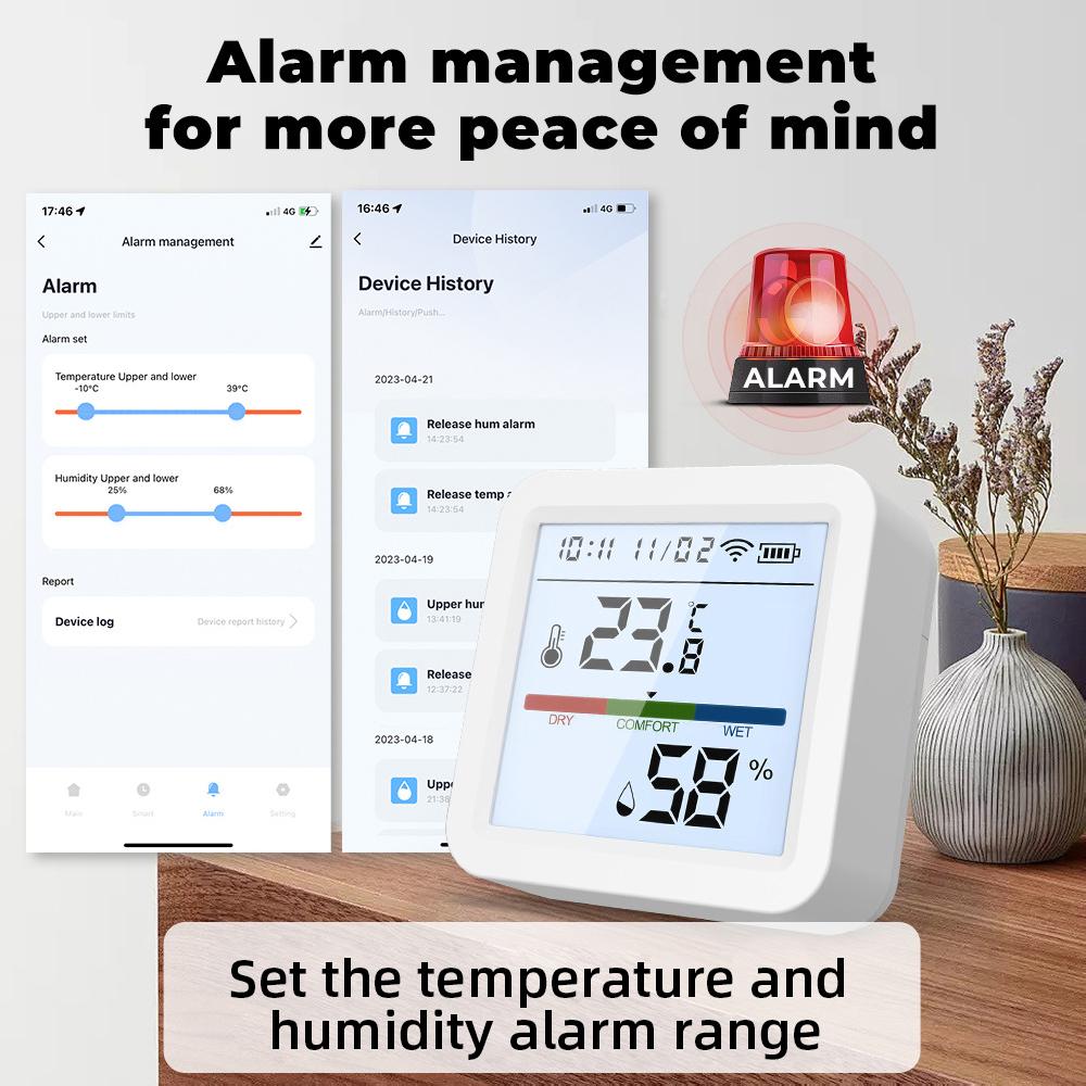ZigBee Temperature and Humidity Sensor with Tuya APP Control LCD Screen Works With Google Assistant and Need Tuya Zigbee Hub