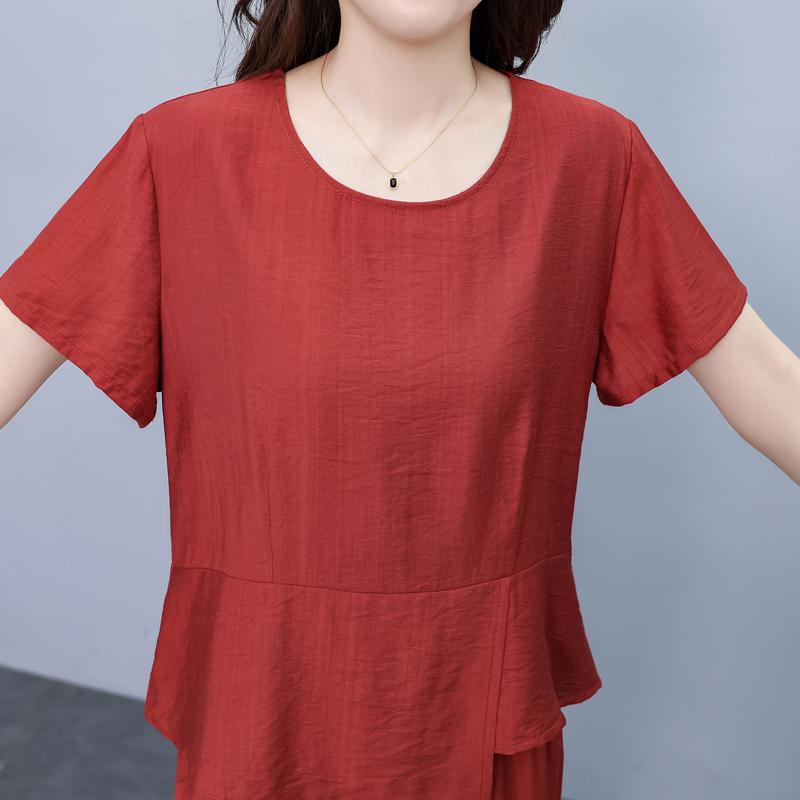 Летние комплекты из двух предметов для женщин, элегантные однотонные комплекты брюк с высокой талией больших размеров