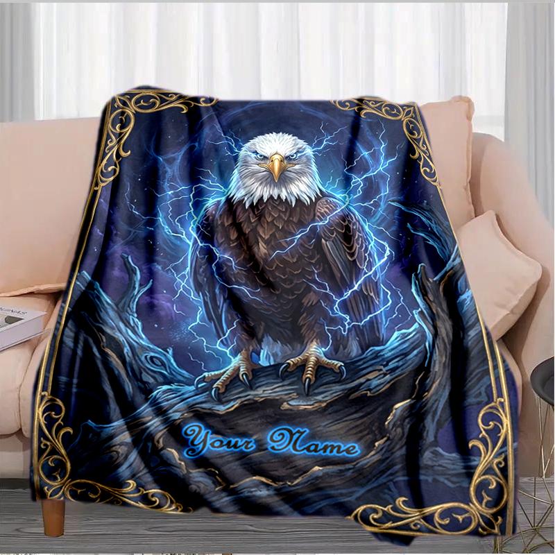 1PC Custom Name Eagle Power Fantasy Artwork blanket versatile,all-season throw suitable for the living room,bedroom,camping,travel,and gift