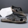 Quick Dry Men's Leather Slides Comfortable Male Slippers Anti-Slip Outdoor Half Drag Handmade Hollow Out Sandals Man Flip Flops