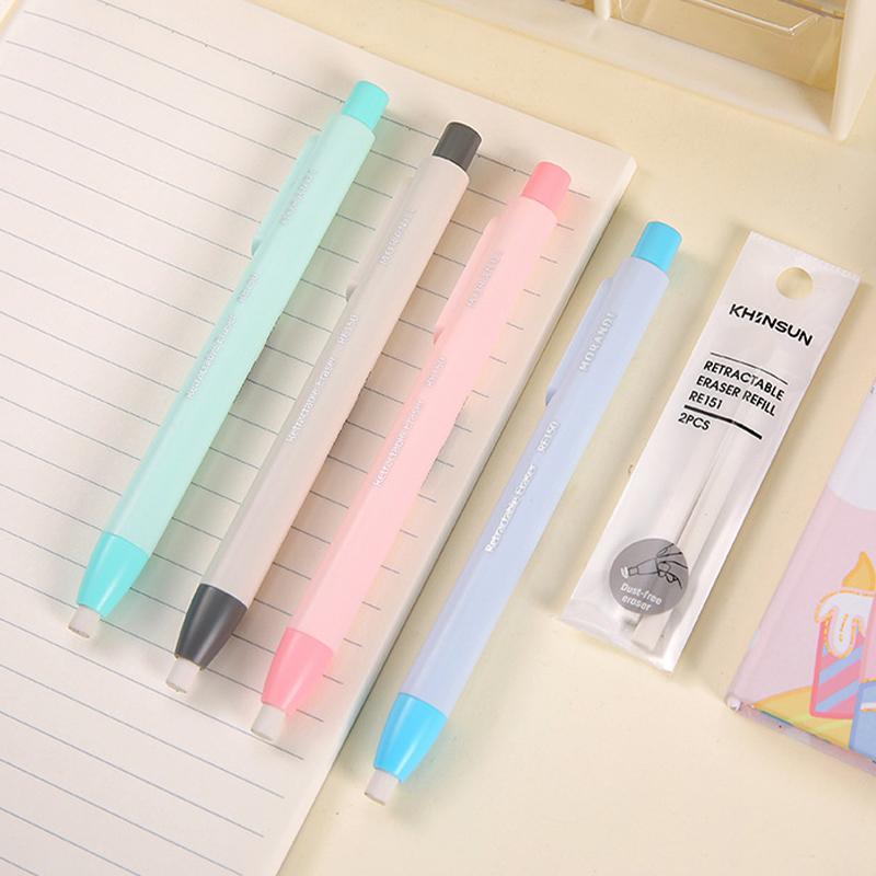 Press Retractable Pencil Eraser Correction Supplies Pen Style Pencil Rubber