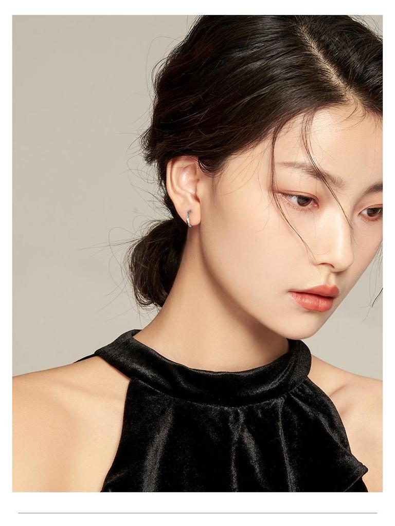 S999 Pure Silver Möbius Loop Twisted Hoop Earrings - Simple, Stylish Wavy Ear Cuffs