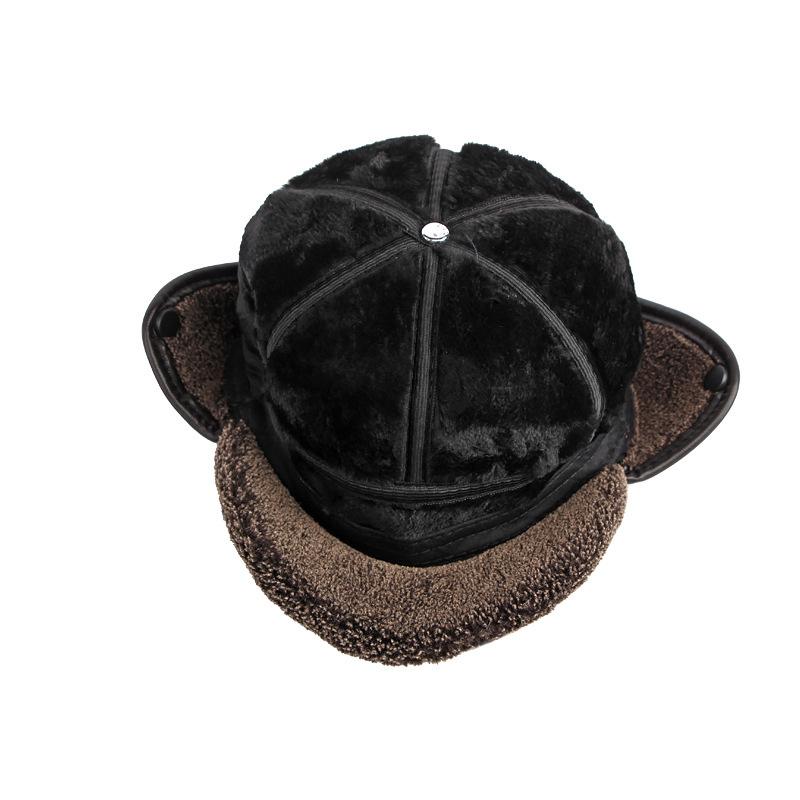 Зимняя кепка мужская бейсболка из искусственной кожи для мужчин с ушами, толстая теплая кепка Snapback для пожилых людей среднего возраста, кепка для пап, закрывающая уши