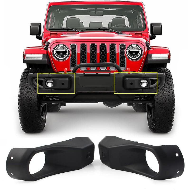 Fog Light Cover Front Bumper Fog Lamp Covers Trim Bezel For Jeep Wrangler JL 2018+ 10th Anniversary Rubicon Steel Front Bumper