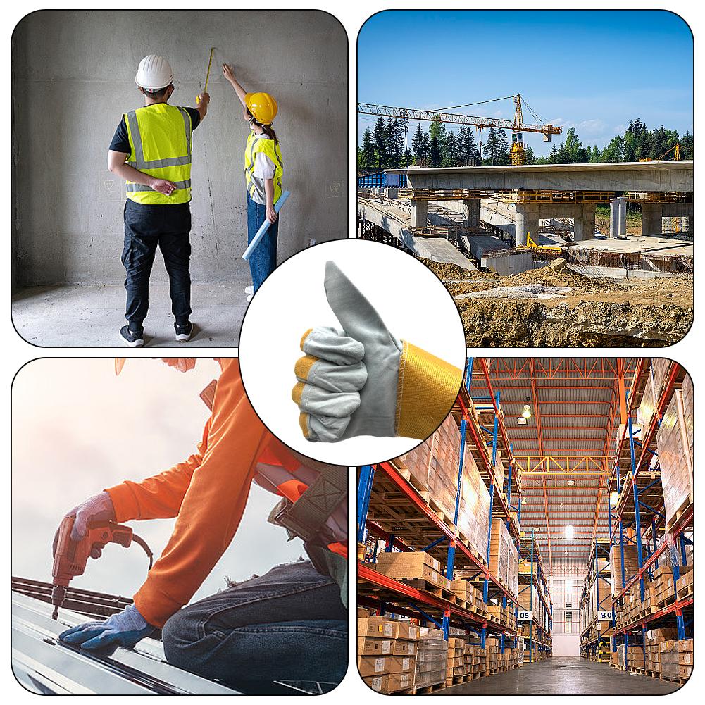 1 пара защитных рабочих перчаток, строительные кожаные перчатки, садовые перчатки, легкие перчатки для механиков и сварщиков, воловья кожа для мужчин и женщин