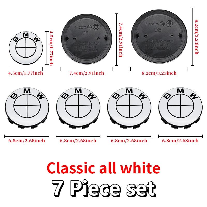 BVYD9 7Pcs ABS Car Front Grille Trunk Logo All white For BMW G30 G31 G38 G11 G12 G20 G28 F10 F48 F21 F22 Wheel Rim Decoration Cover