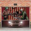 2D banner 1 piece, Halloween garage door, scary clown with tools and skull, large outdoor holiday decoration props