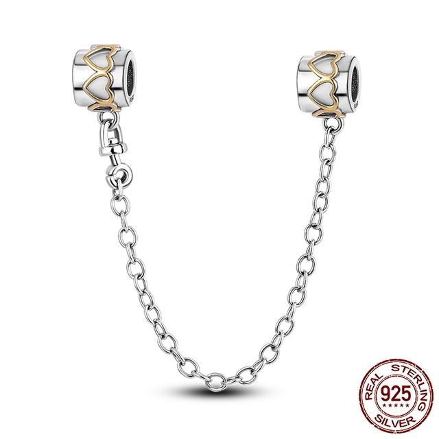 Цирконовая защитная цепочка, подвески, бусины, подходят для оригинального модного стильного браслета, ювелирные изделия из стерлингового серебра 925 пробы, висячие изделия