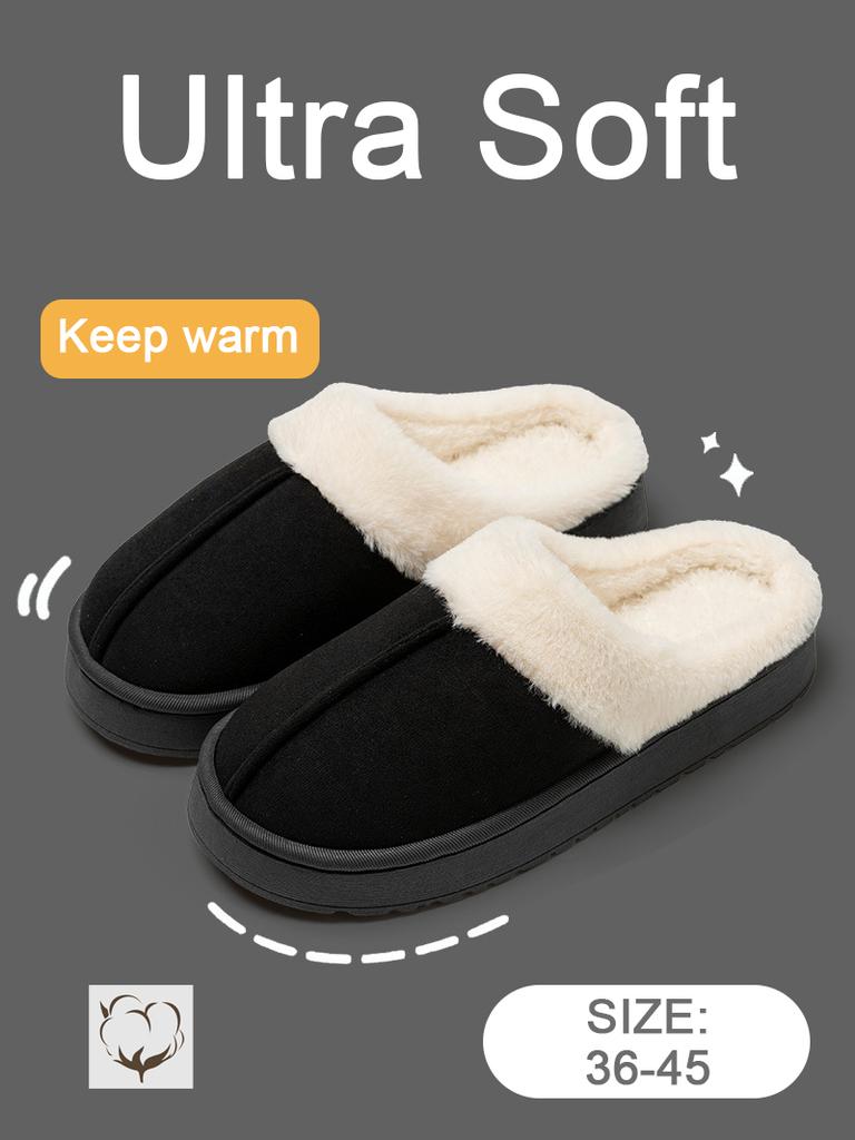 Зимние домашние хлопковые тапочки, домашние противоскользящие плюшевые теплые парные тапочки на толстой подошве