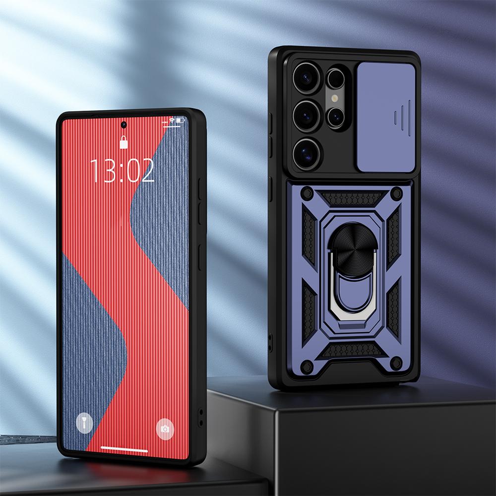 KEYSION Противоударный чехол для Samsung S25 Ultra 5G S25+ Plus Slide Camera Защитное кольцо Подставка Чехол для телефона для Galaxy S24 FE 5G