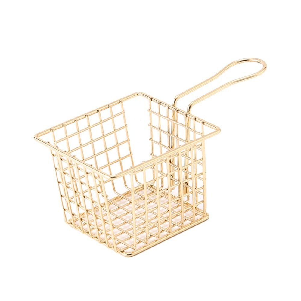 Silver Rose Gold Gold Fryer Basket Square Shape Frying Strainer French Fry Holder Cooking Frying