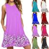 Women's Fashion Casual Tank Sleeveless Vest Bohemian O-Neck Plus Size Dress