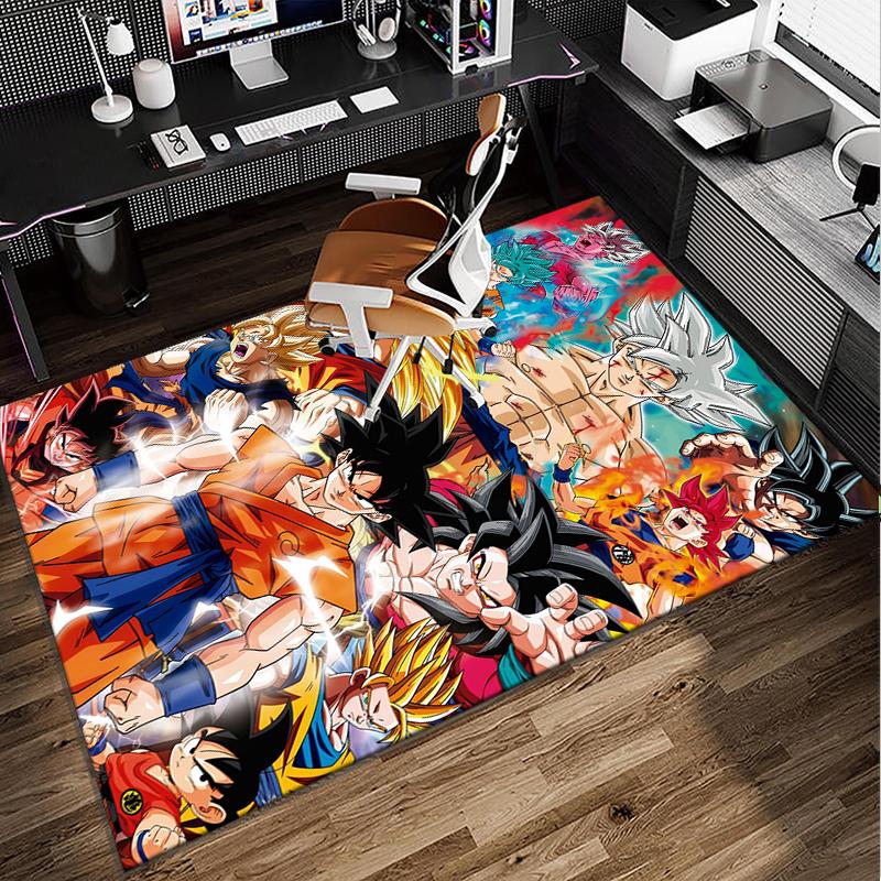 Goku Anime Office Rug Chair Mat, Game Carpet, Suitable for Front Door, Bedroom, Living Room, Desk, Holiday Gift