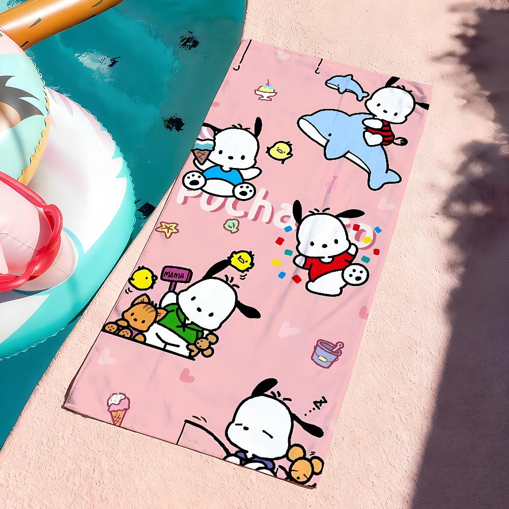 Милое Мультяшное Полотенце P-Pochacco Быстросохнущее Мягкое для Йоги, Плавания, Фитнеса, Альпинизма, Большие Пляжные Полотенца