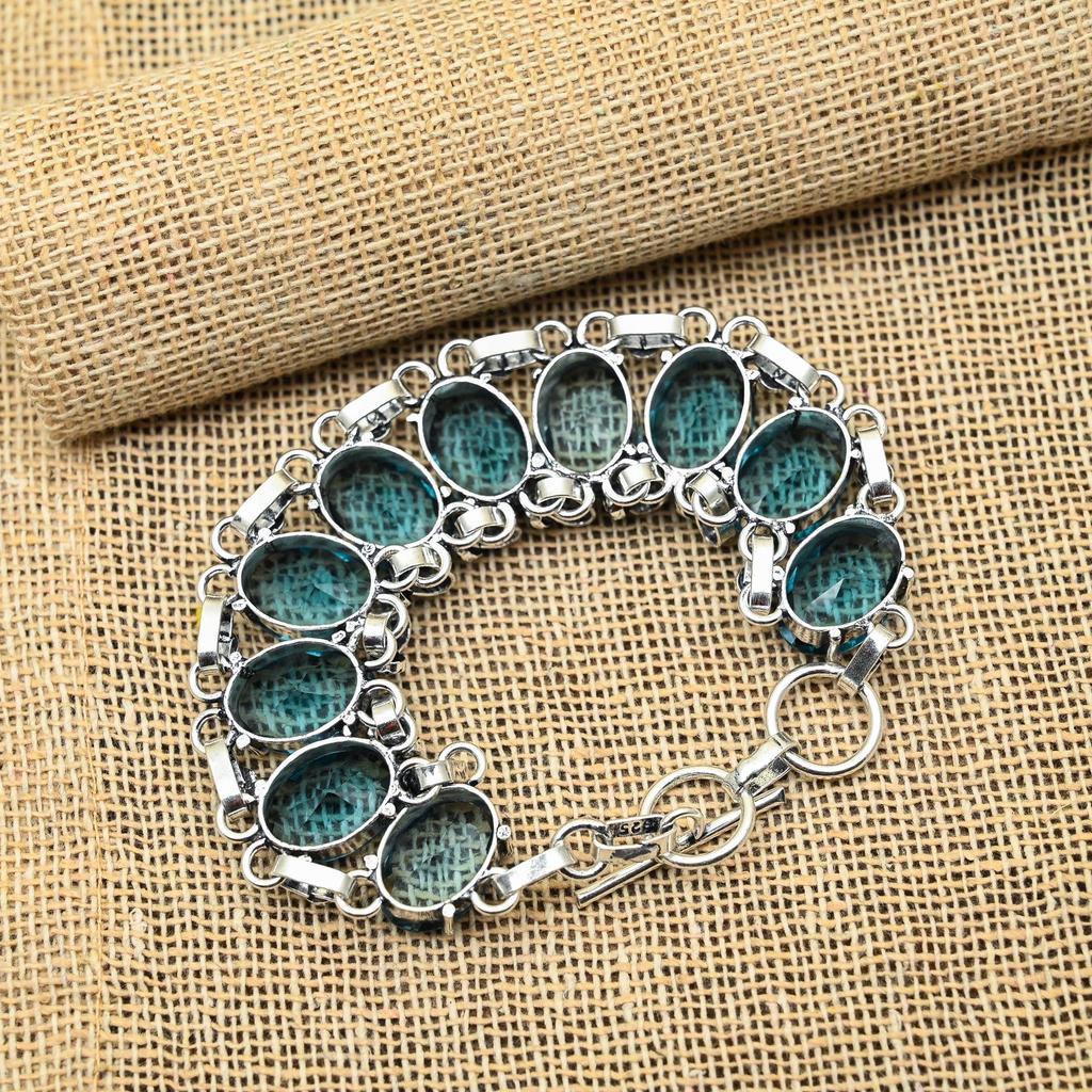Awesome Alexandrite Gemstone Handmade 925 Sterling Silver Jewelry Bracelet For Women