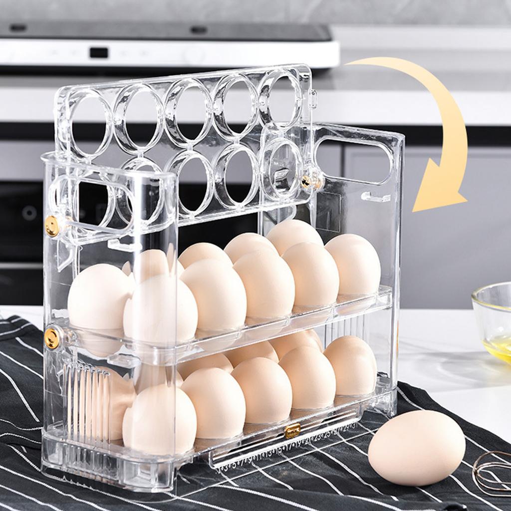 Refrigerator Egg Holder Space Saving Kitchen Egg Organizer Reversible Installation Plastic Egg Stora