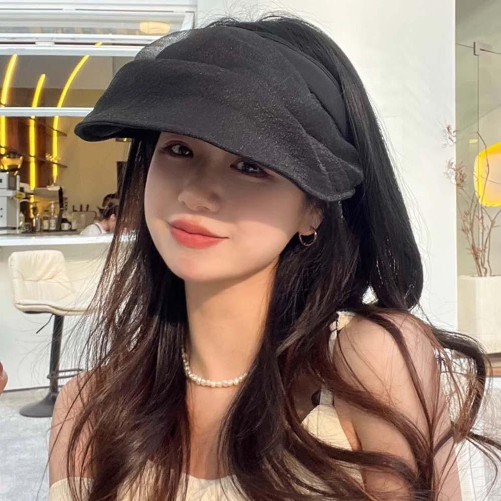 Solid Color Folding Sunshade Hat Portable Wide Brim Visor Caps Sunscreen Empty Top Hat Travel