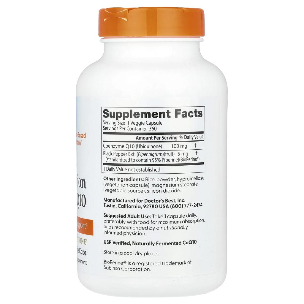 Doctor's Best Highly Absorbable CoQ10, Containing BioPerine, 100mg, 360 Veggie Capsules