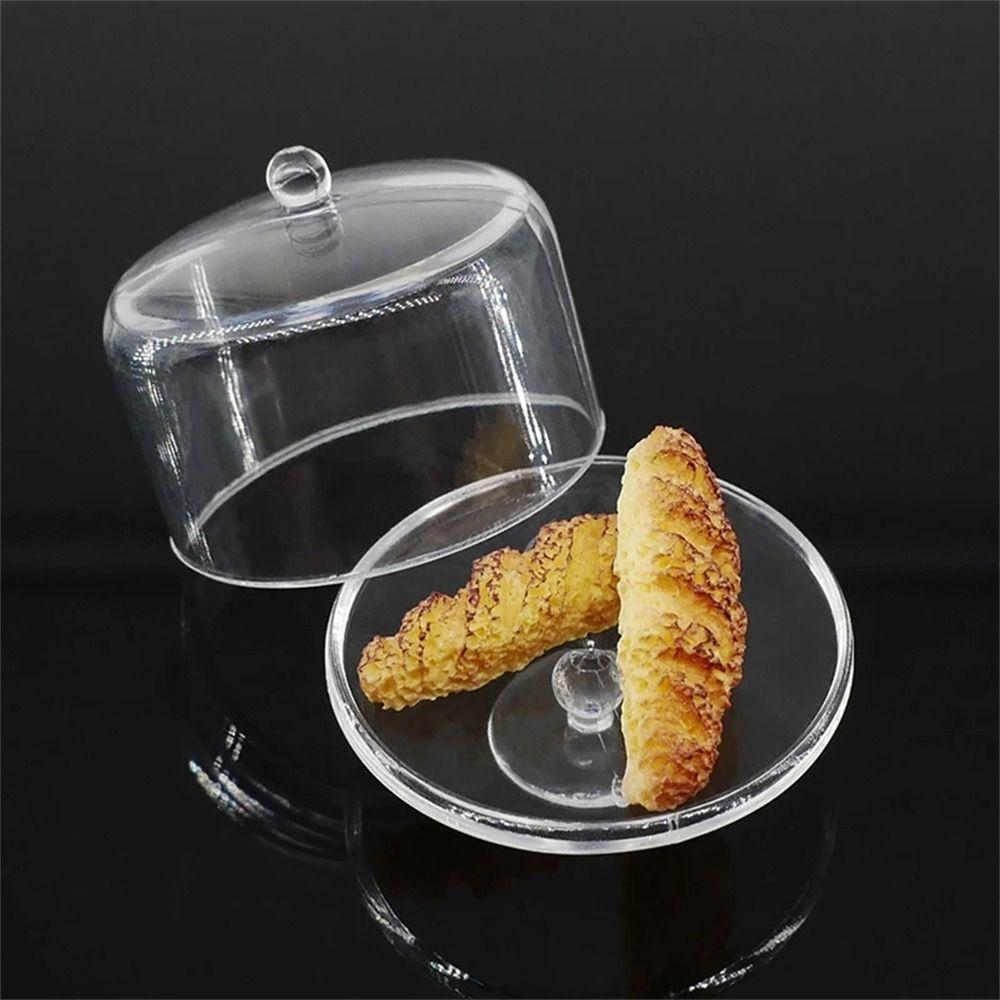 Dessert Pan Cake Display Plate with Lid Cover Miniature Cake Stand Doll Cake stand Kitchen Toys