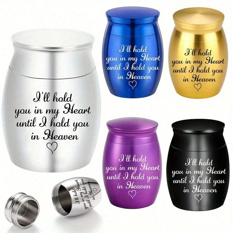 Маленькие памятные урны для праха человека или питомца 1,57 дюйма Мини-урны для кремации для праха Мемориальный держатель для праха из алюминиевого сплава - Я буду держать тебя в своем сердце до