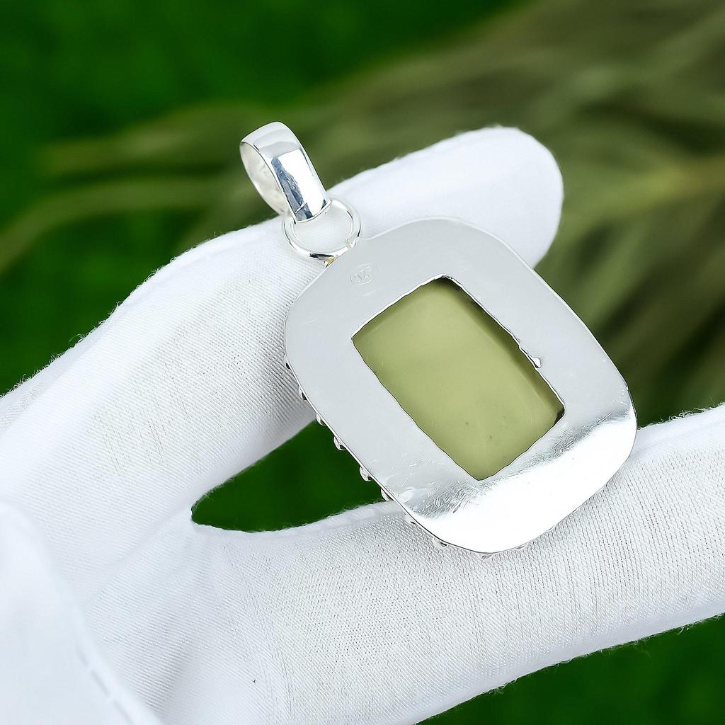 Mothers day Sale Imperial Jasper Gemstone Sterling Silver Trendy Bezel Pendant