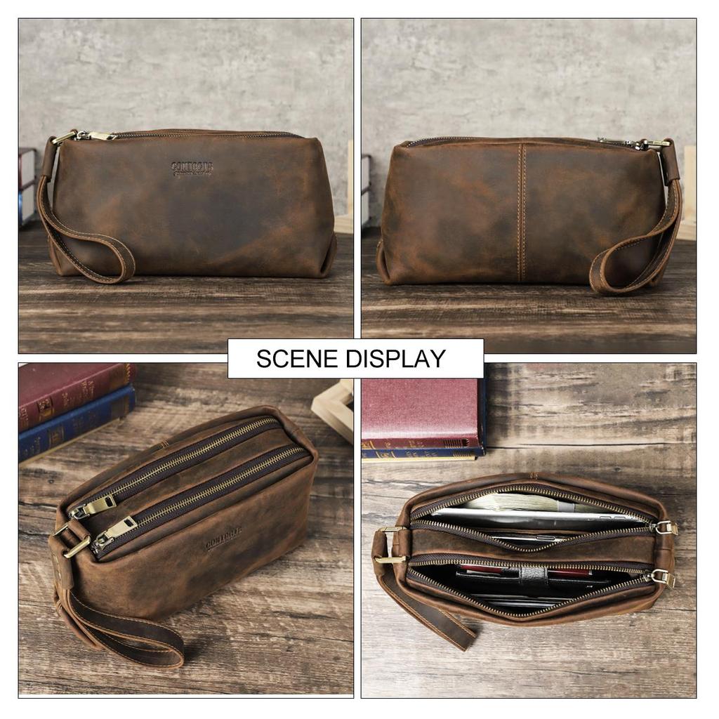 CONTACT'S High Quality Genuine Leather Clutch Bag Luxury Mobile Phone Bags Credit Card Holder Casual Men's Handbags