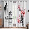 Китайский пейзаж Живопись 3D Печать Шторы Живопись тушью Горы и облака Цветение сливы Цветение персика Классические шторы