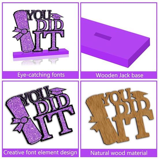 4 шт. центральные украшения для выпускного стола 2025 года, деревянные таблички с поздравлениями с выпускным, украшения для многоярусного подноса, декор выпускного вечера
