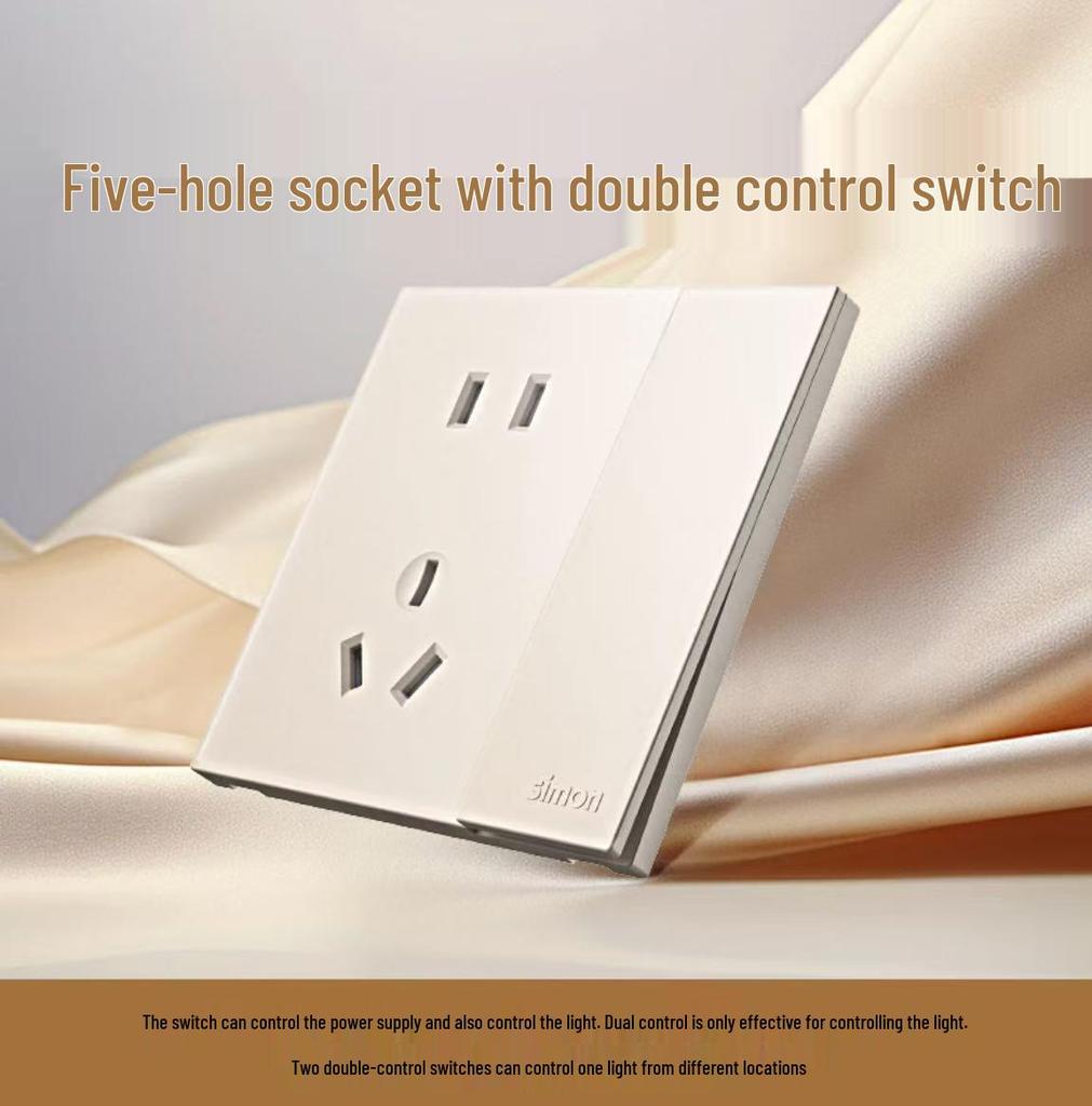 Simon i6Air Ultra-Thin Five-Hole 86 Type Switch and Socket for Home Decor